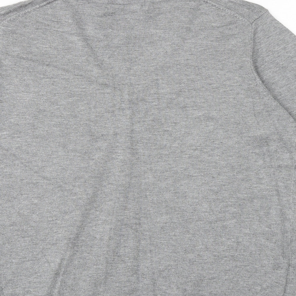 Marks and Spencer Womens Grey V-Neck Viscose Pullover Jumper Size 14