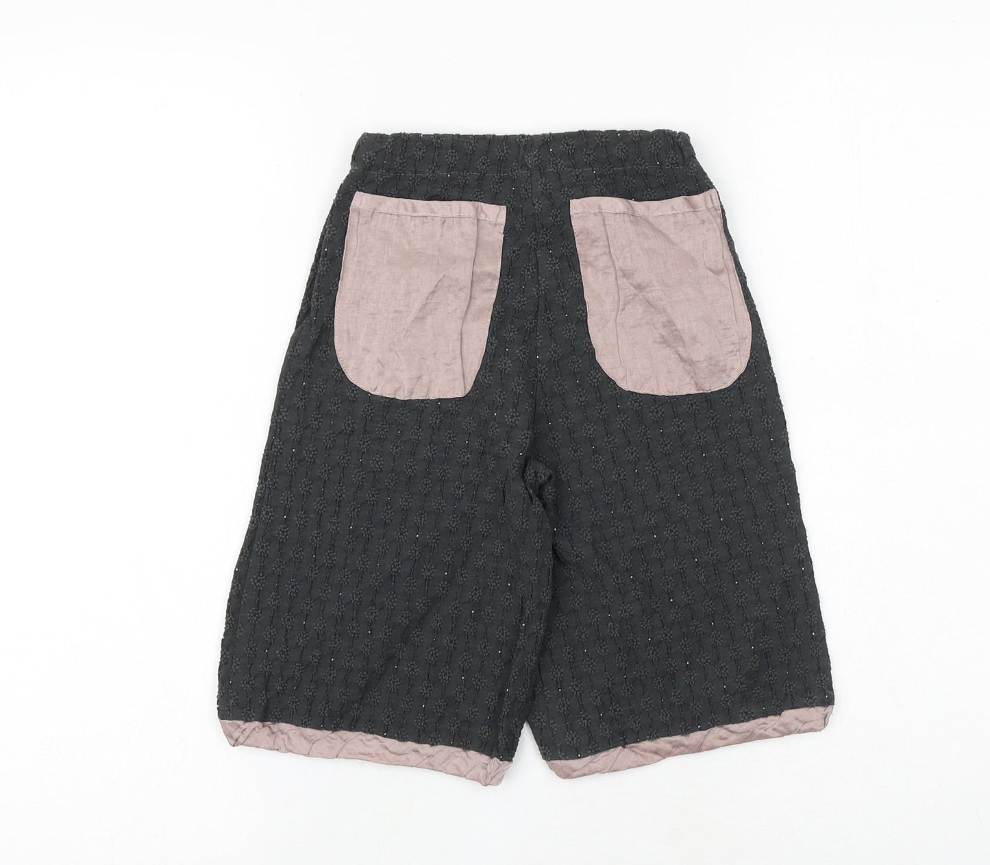 okker Girls Grey Herringbone Polyester Bermuda Shorts Size 5 Years Regular