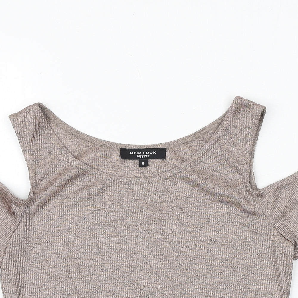 New Look Womens Pink Geometric Polyester Basic Tank Size 8 Round Neck - Cold Shoulder