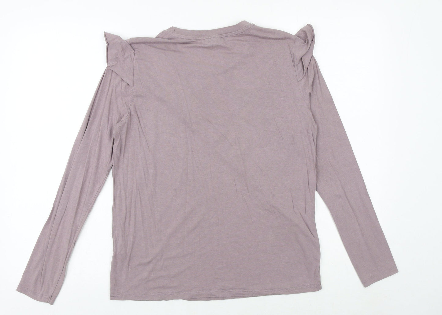 Topshop Womens Purple Modacrylic Basic T-Shirt Size 10 Round Neck