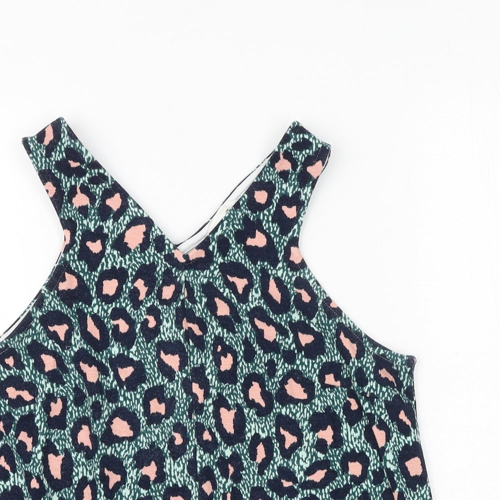 H&M Womens Green Geometric Polyester Basic Tank Size XS V-Neck - Open Back
