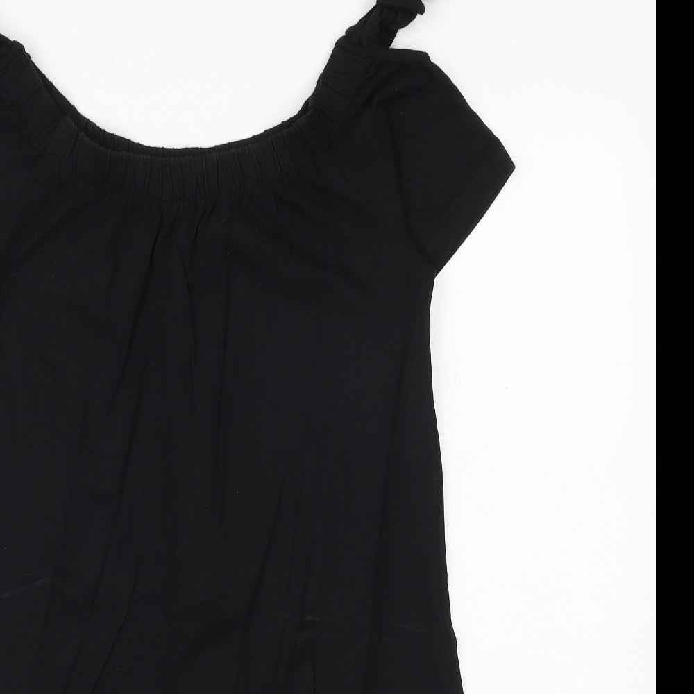 Papaya Womens Black 100% Cotton A-Line Size S Round Neck Pullover