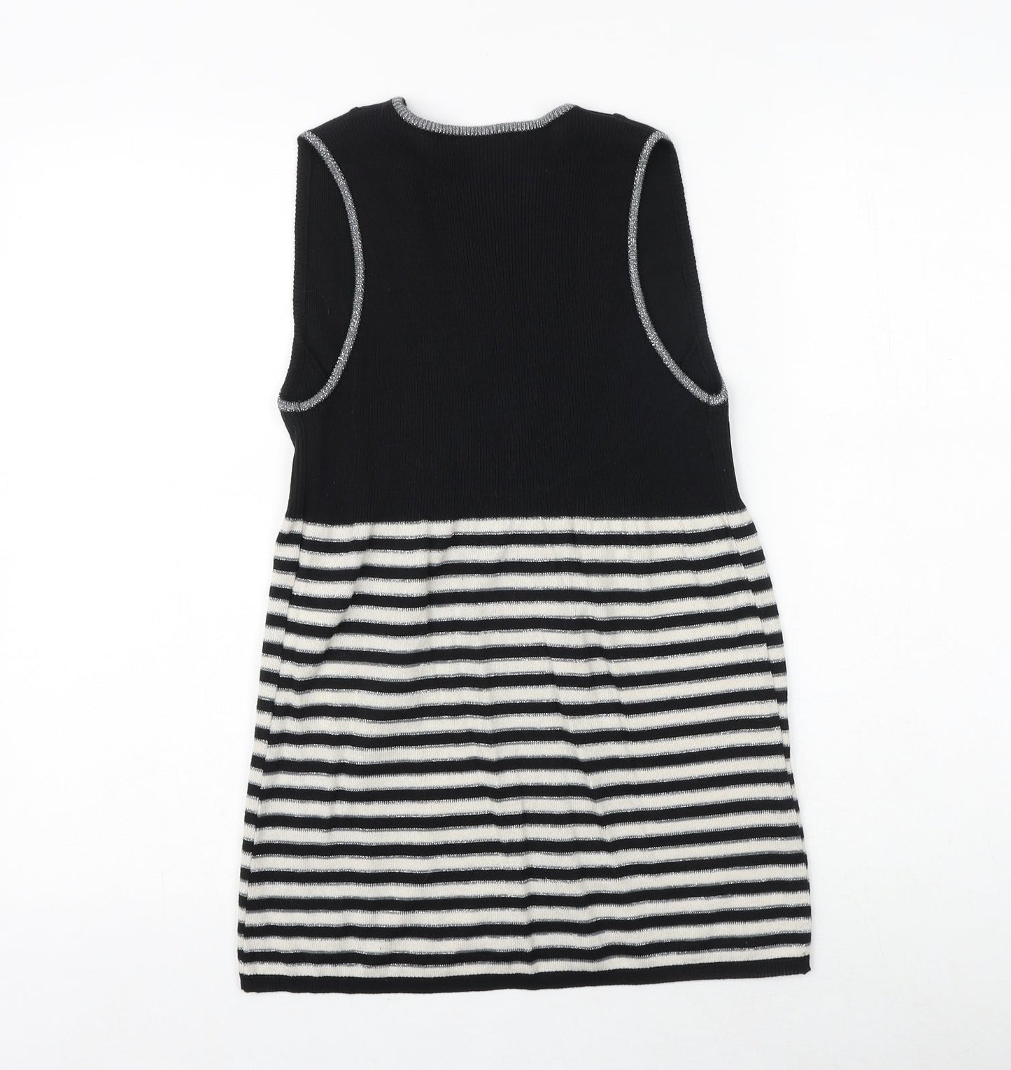 Kookai Womens Black Striped Polyester Basic Tank Size S V-Neck