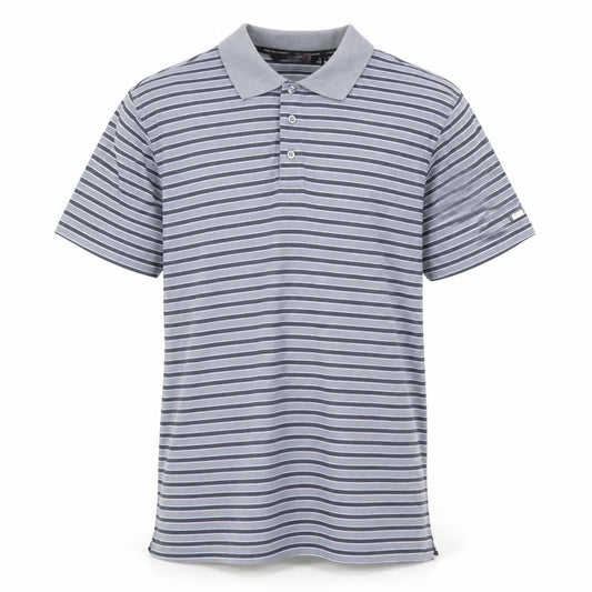 Colin Montgomre Mens Grey Striped Cotton Polo Size M Collared Button
