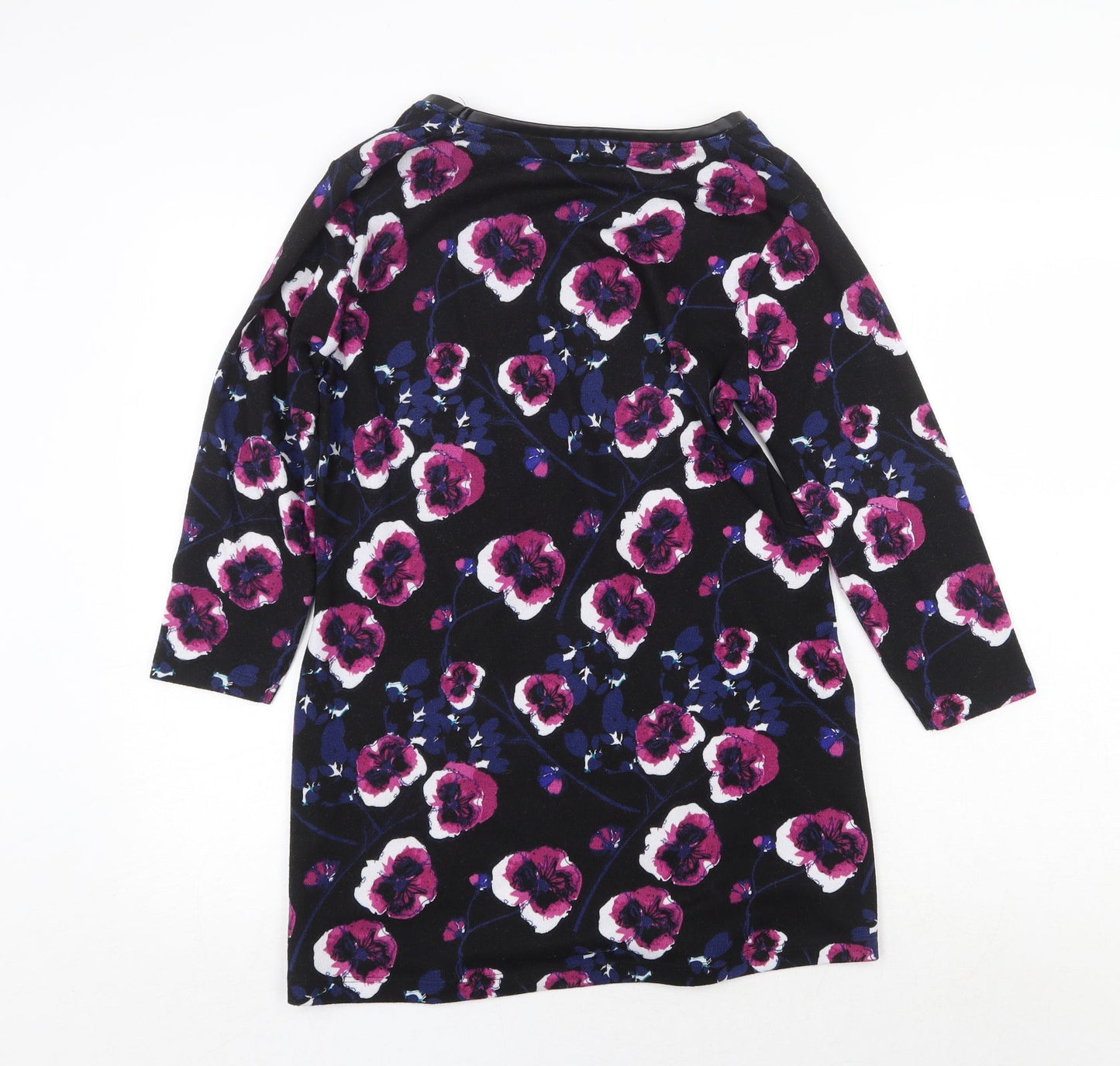 Day & Night Womens Black Round Neck Floral Polyester Pullover Jumper Size 12