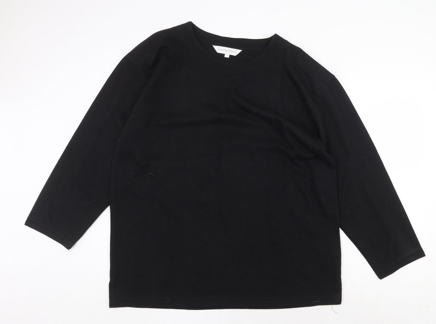 Donna Lewis Womens Black Polyester Basic T-Shirt Size 2XL Crew Neck