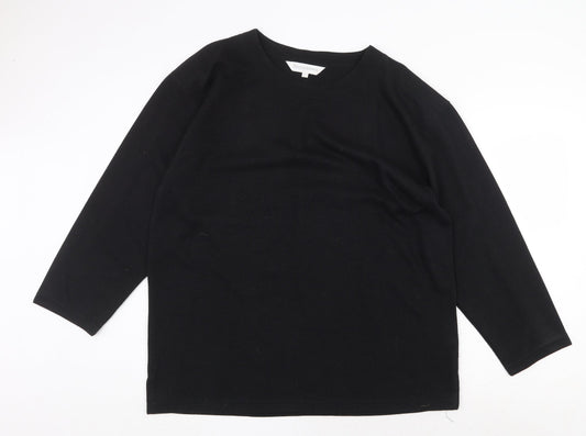 Donna Lewis Womens Black Polyester Basic T-Shirt Size 2XL Crew Neck