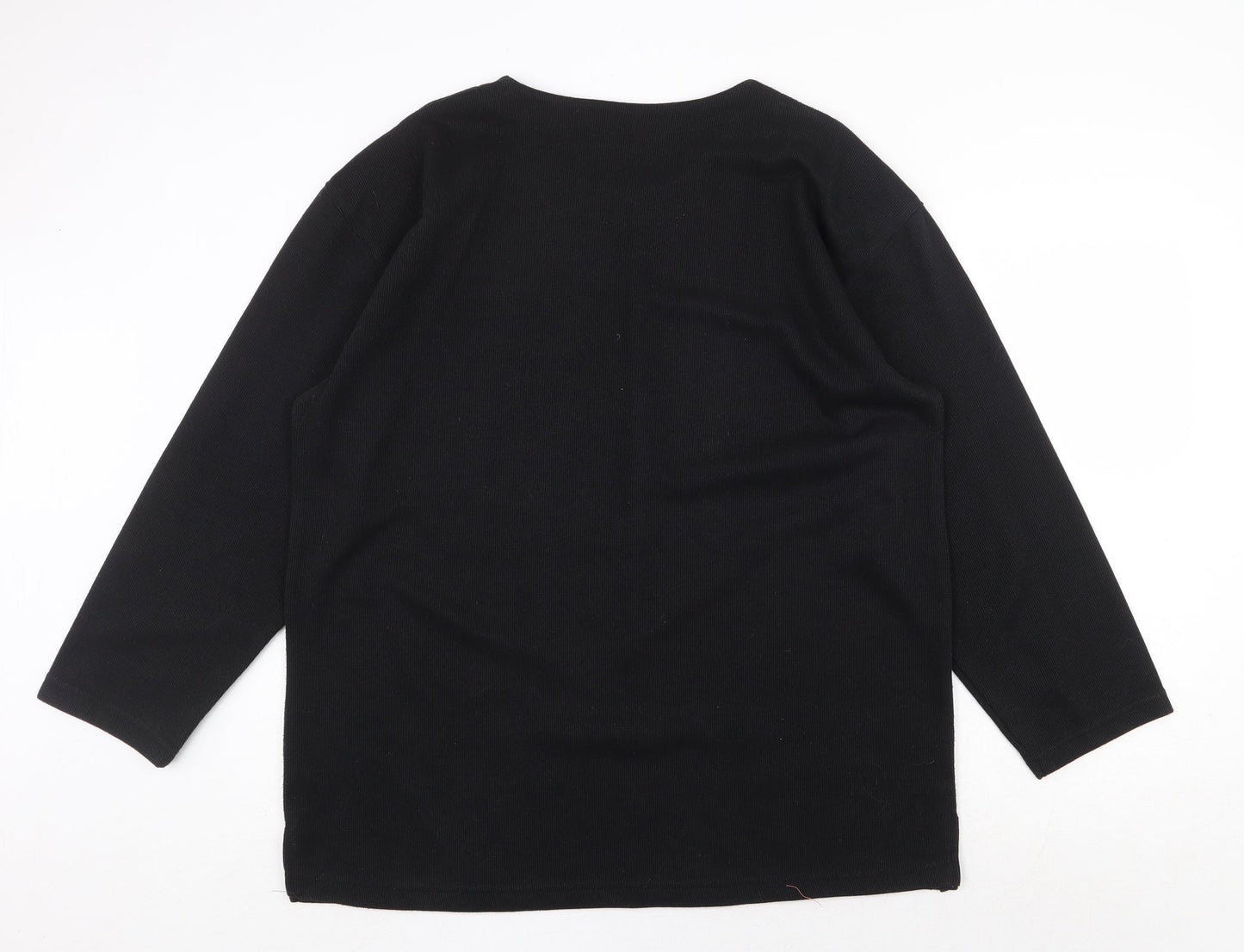 Donna Lewis Womens Black Polyester Basic T-Shirt Size 2XL Crew Neck