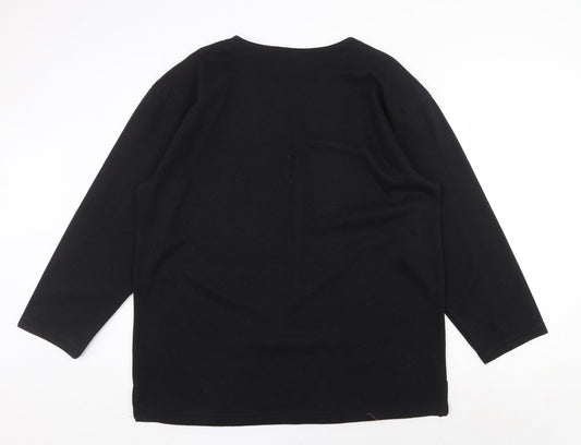 Donna Lewis Womens Black Polyester Basic T-Shirt Size 2XL Crew Neck