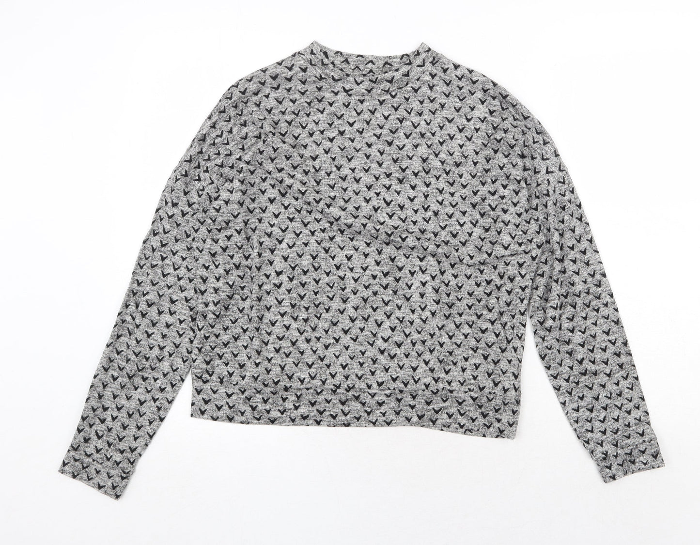 NEXT Womens Grey Round Neck Geometric Cotton Pullover Jumper Size 10