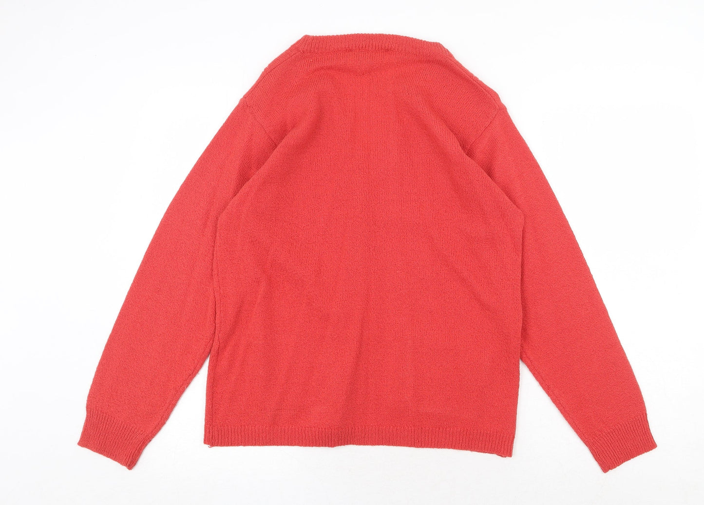 Akal Collection Womens Orange V-Neck Acrylic Cardigan Jumper Size M