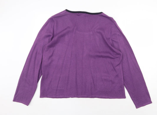Anna Rose Womens Purple Scoop Neck Acrylic Pullover Jumper Size 2XL