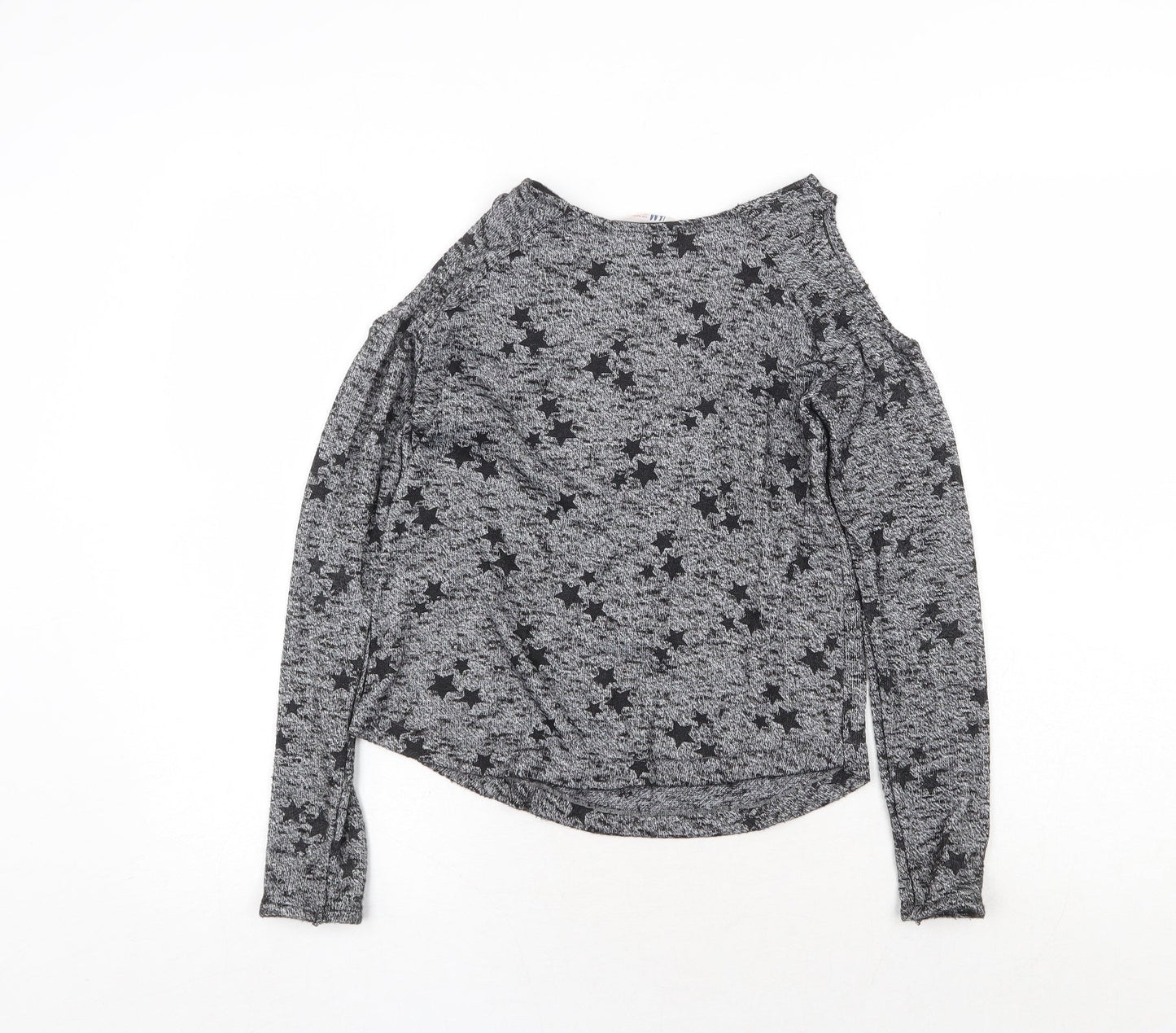 H&M Girls Grey Round Neck Geometric Polyester Pullover Jumper Size 11-12 Years Pullover - Star Print