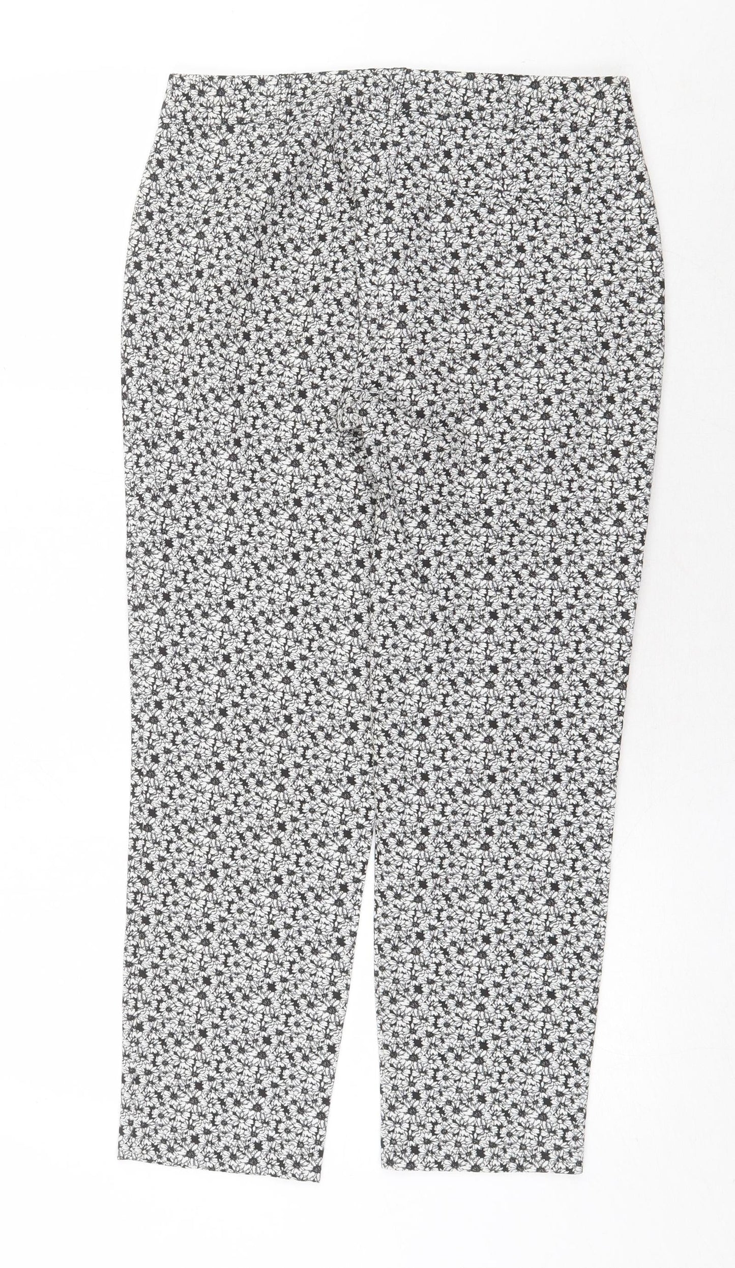Miss Selfridge Womens White Floral Polyester Trousers Size 10 Regular Zip