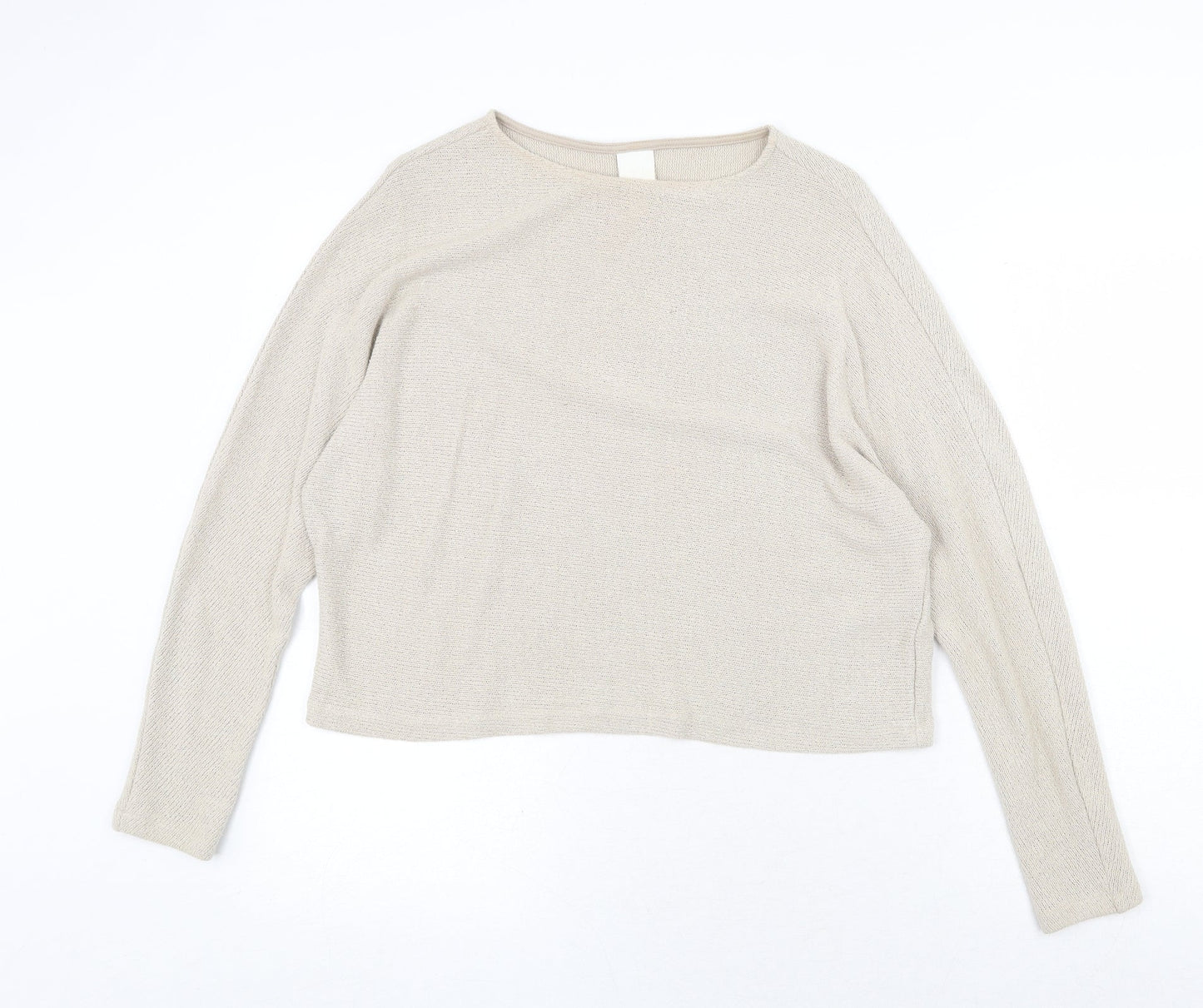 H&M Womens Beige Round Neck Viscose Pullover Jumper Size XS