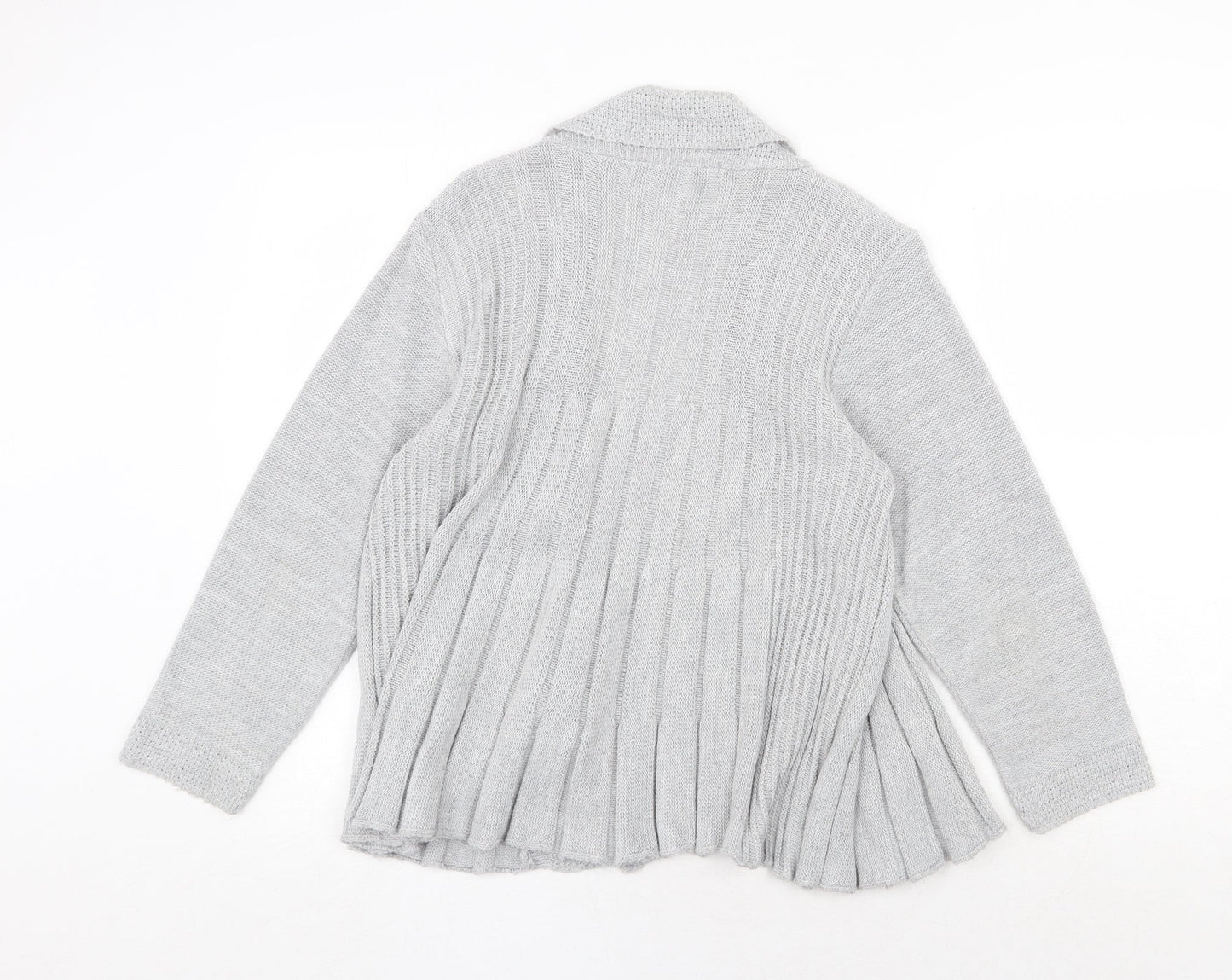 Alexara Womens Grey V-Neck Cotton Cardigan Jumper Size M