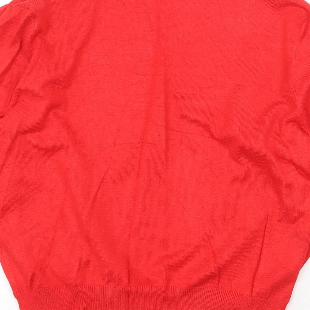 Marks and Spencer Womens Red V-Neck Viscose Cardigan Jumper Size 8