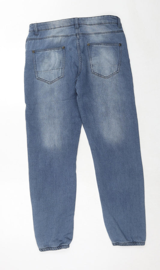 Blue Motion Womens Blue Cotton Straight Jeans Size 12 Regular Zip