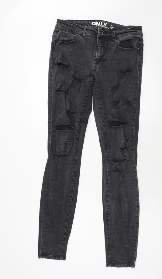 Only Womens Black Cotton Skinny Jeans Size 30 in L34 in Regular Zip