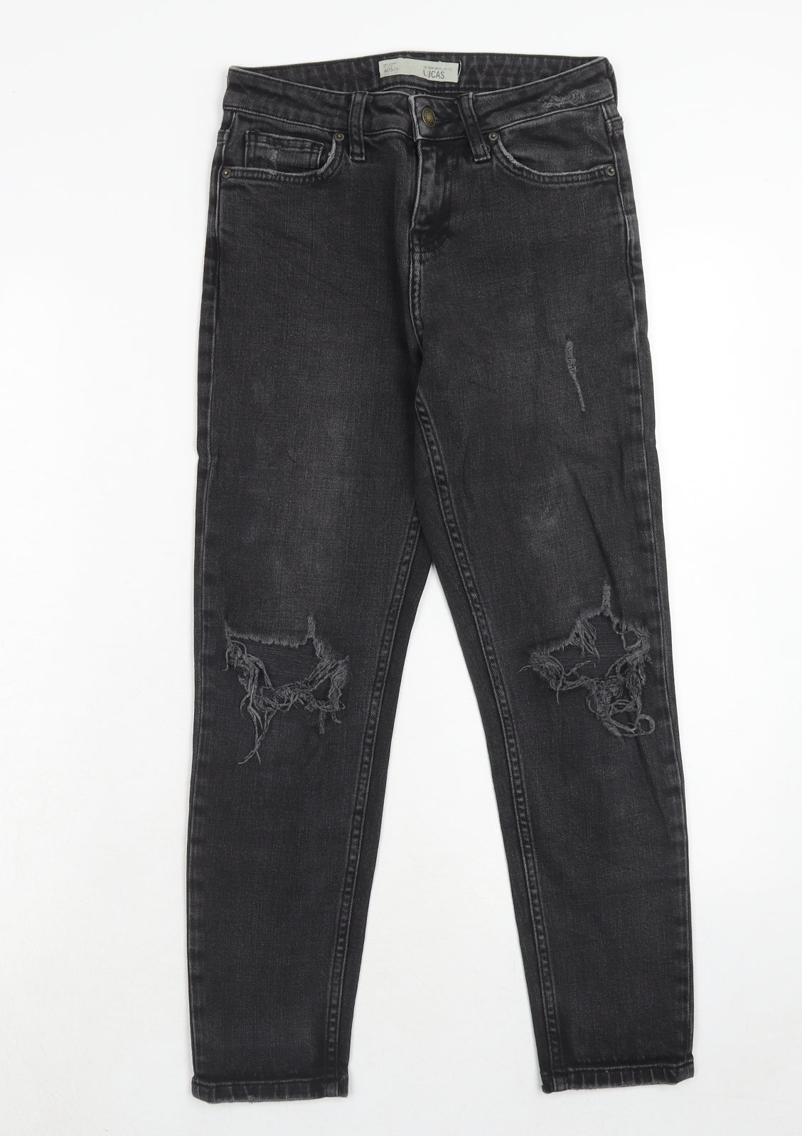 Topshop Womens Black Cotton Straight Jeans Size 25 in L28 in Regular Zip