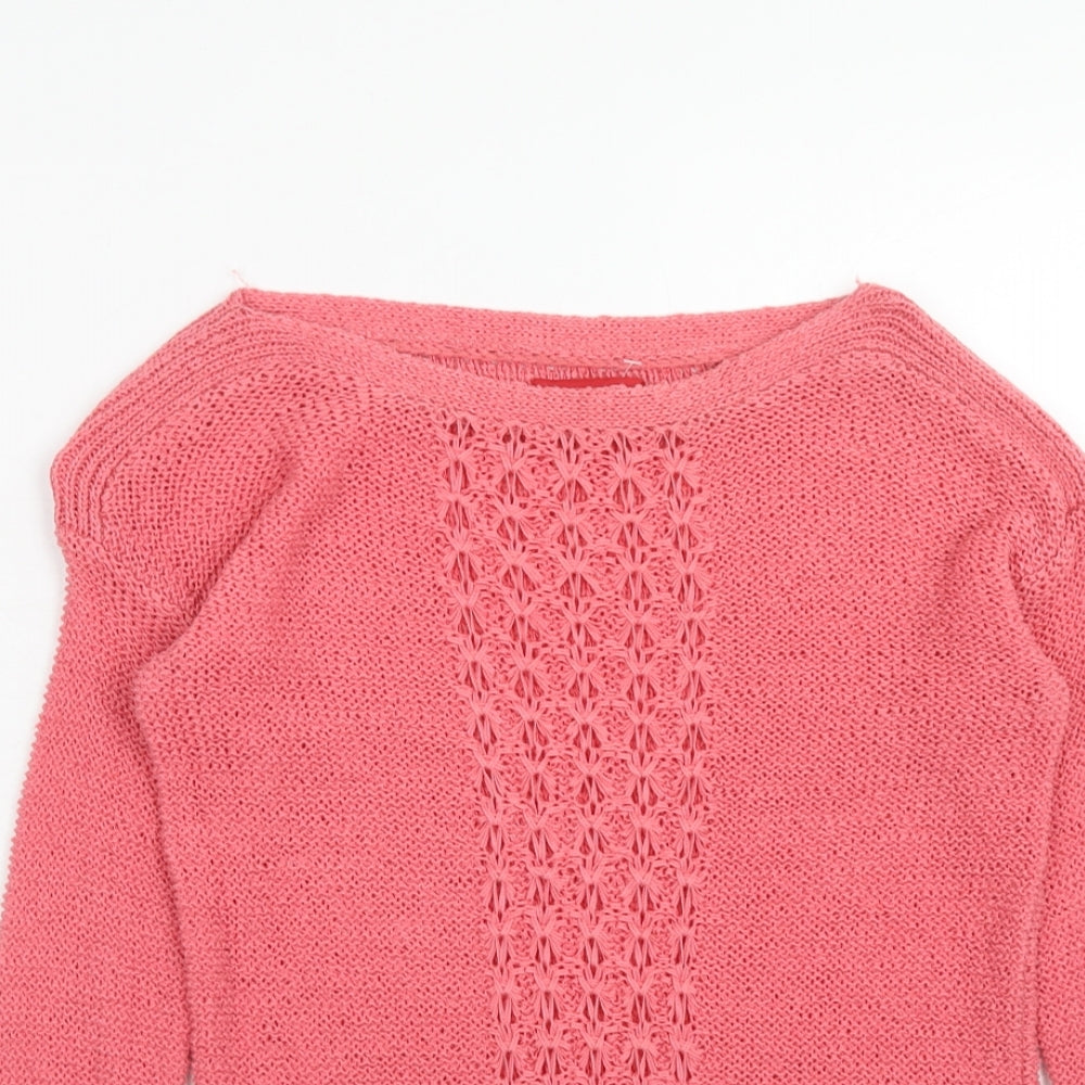 EDC Womens Pink Round Neck Cotton Pullover Jumper Size S