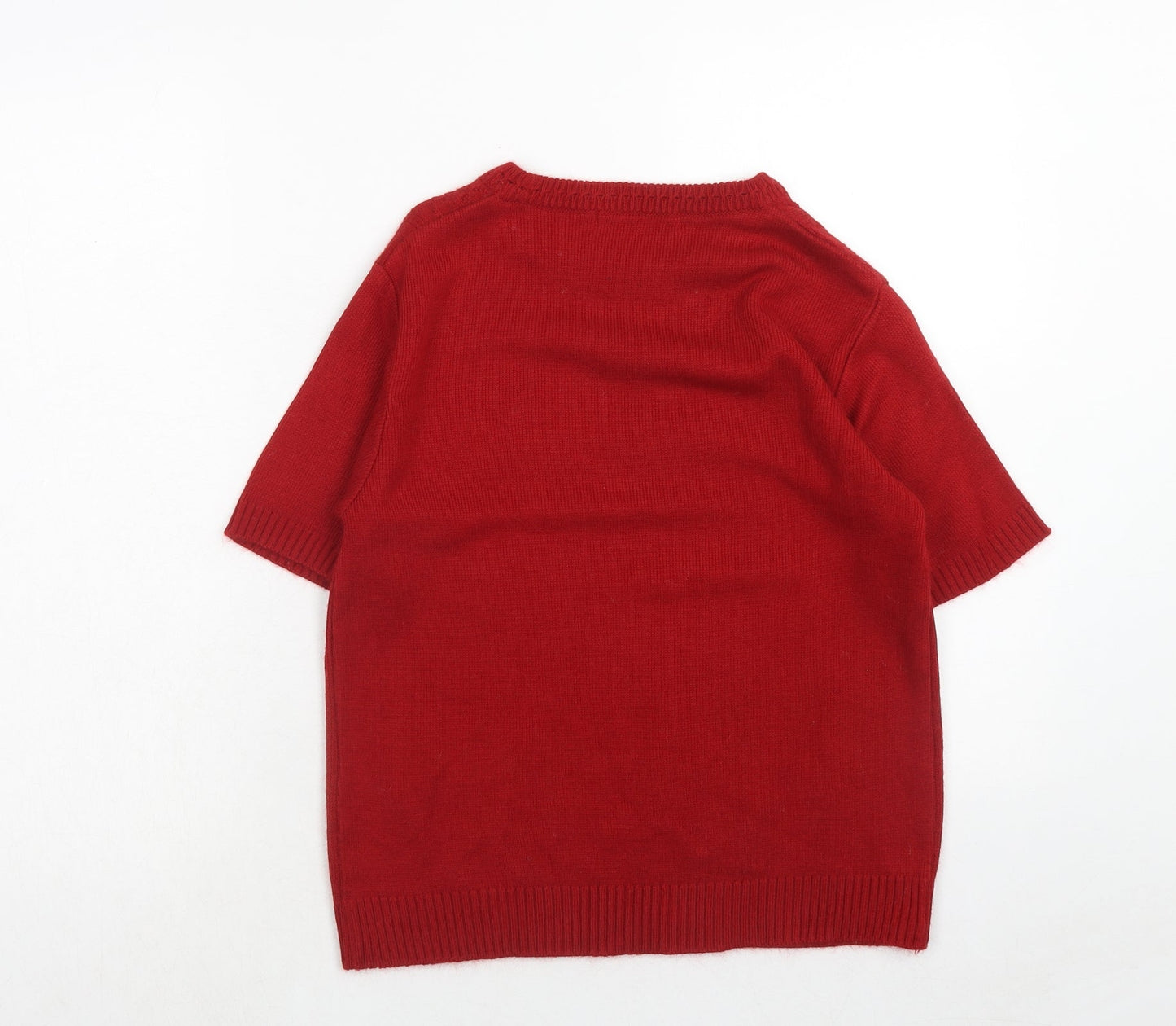 Gold Leaf Womens Red Round Neck Acrylic Pullover Jumper Size S