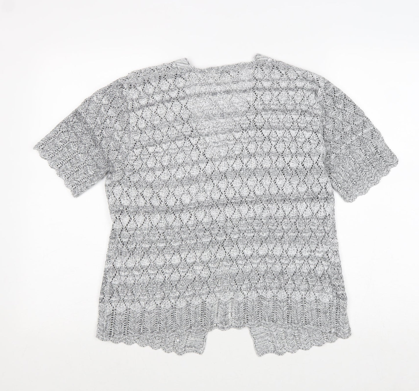 CHIC Womens Grey V-Neck Acrylic Cardigan Jumper Size XL
