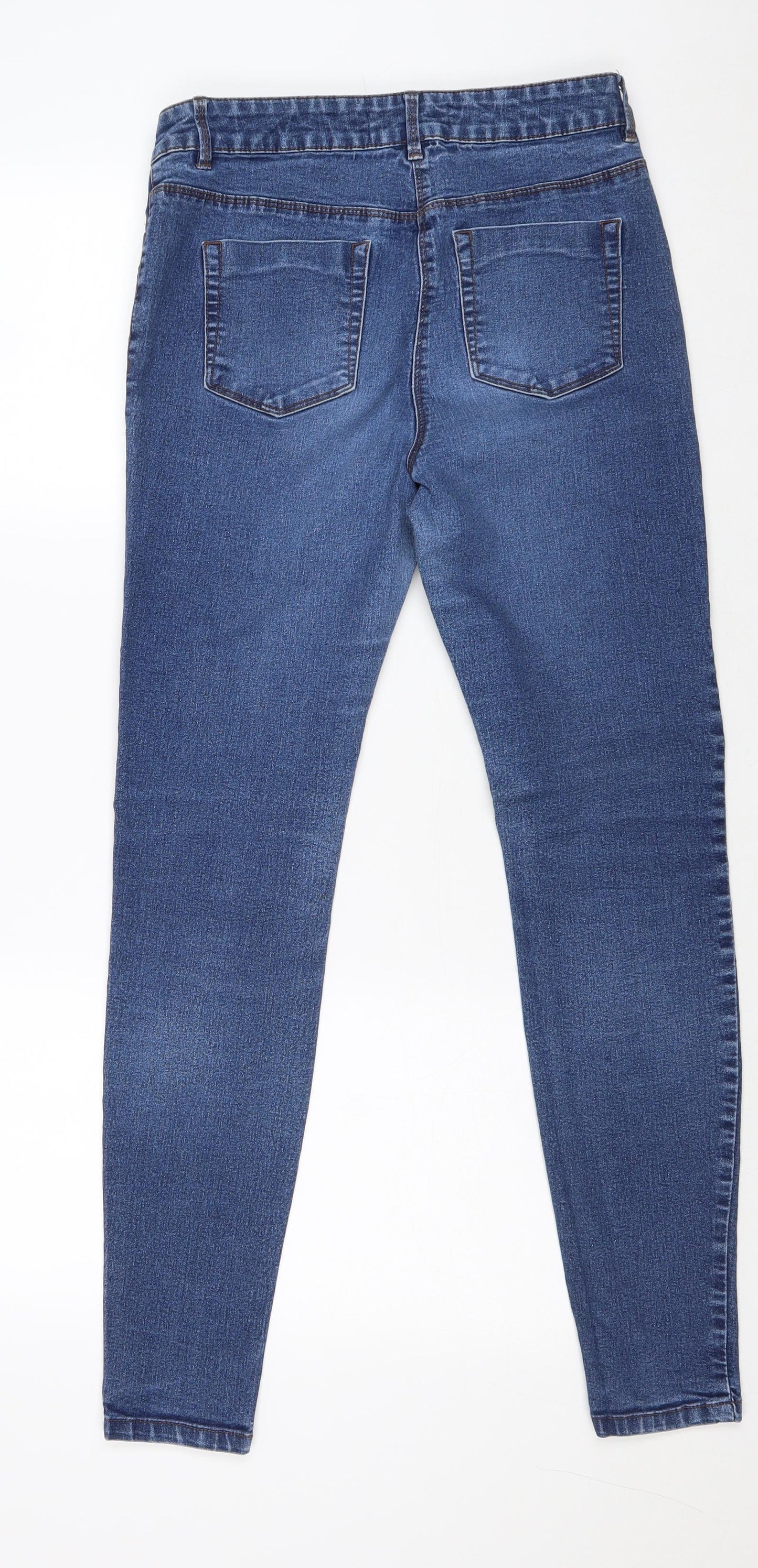 Papaya Womens Blue Cotton Skinny Jeans Size 10 Regular Zip