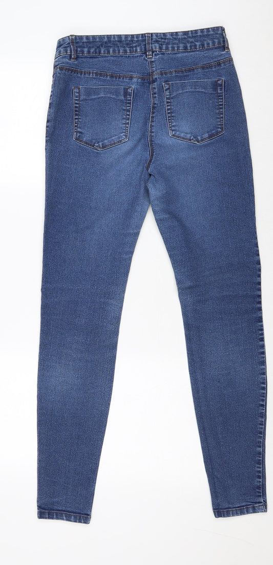 Papaya Womens Blue Cotton Skinny Jeans Size 10 Regular Zip