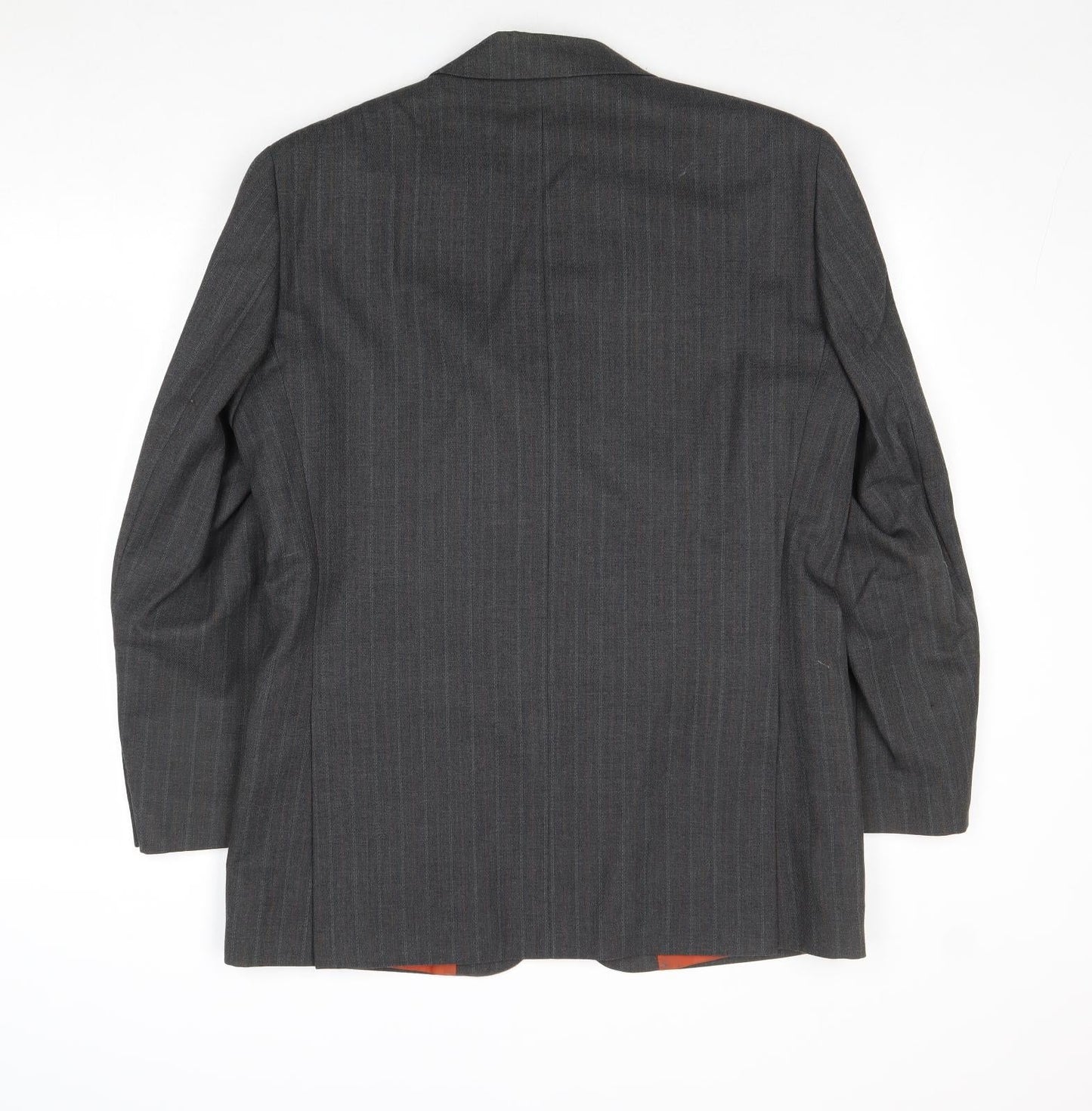 Preworn Mens Grey Striped Polyester Jacket Suit Jacket Size 40 Regular