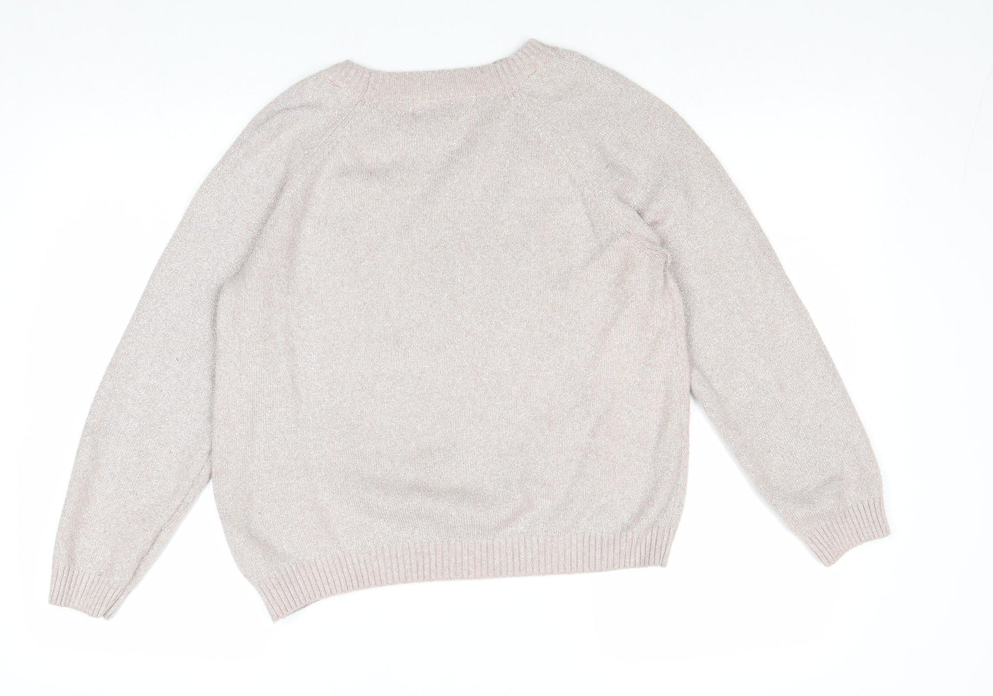 VERO MODA Womens Beige Round Neck Polyester Pullover Jumper Size M