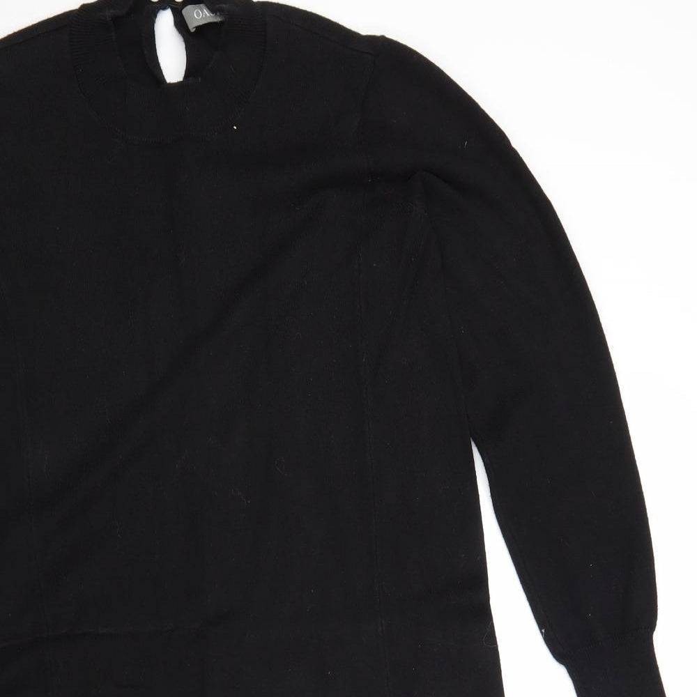Oasis Womens Black Camel A-Line Size S Round Neck Button