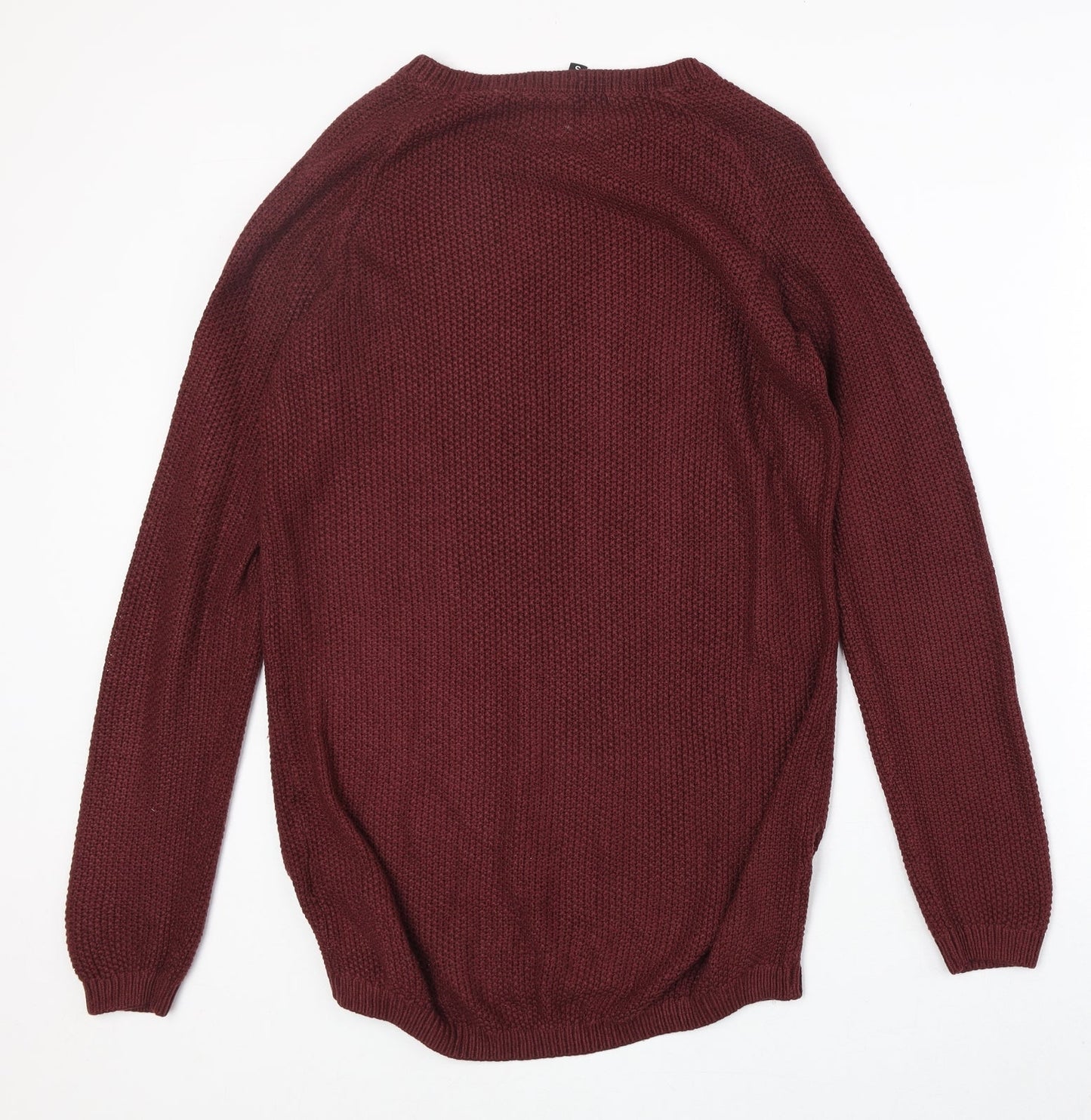 H&M Womens Red Round Neck Acrylic Pullover Jumper Size S