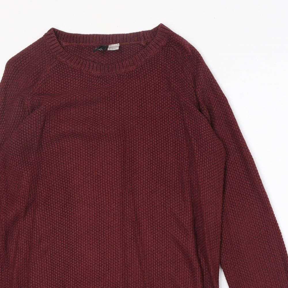 H&M Womens Red Round Neck Acrylic Pullover Jumper Size S
