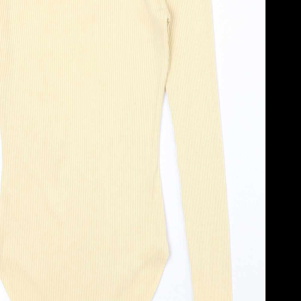 FOREVER 21 Womens Yellow Polyester Bodysuit One-Piece Size M Snap