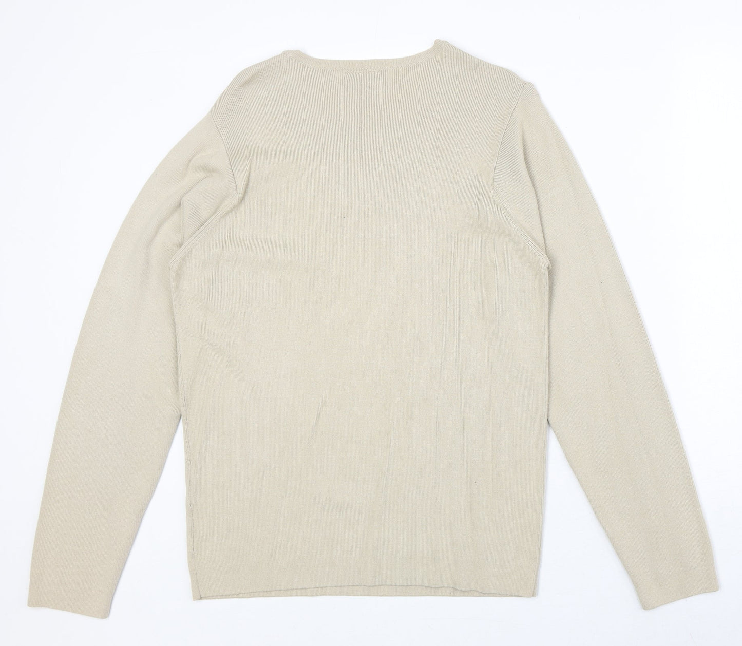 NEXT Womens Beige Round Neck Viscose Pullover Jumper Size S