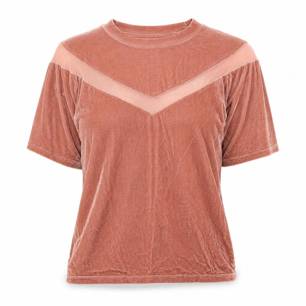 Glamorous Womens Pink Polyester Basic T-Shirt Size S Round Neck