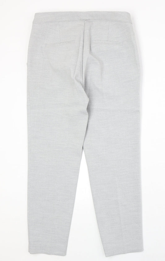 H&M Womens Grey Polyester Chino Trousers Size 12 Regular Zip
