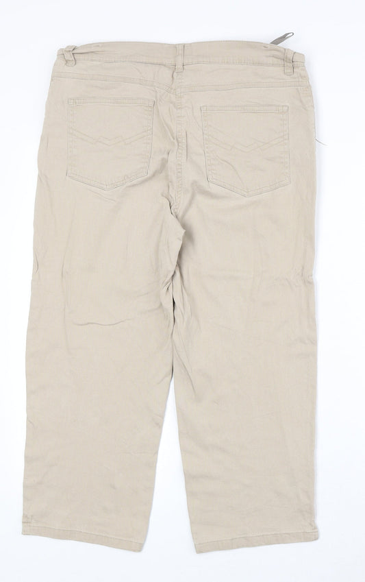 Yesscia Womens Beige Cotton Straight Jeans Size 32 in Regular Zip