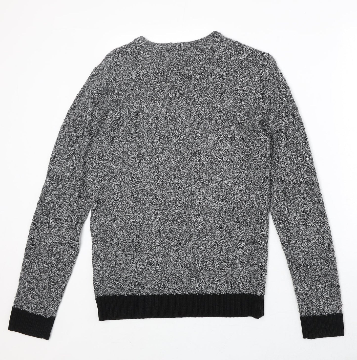 Twisted Soul Mens Grey Round Neck Acrylic Pullover Jumper Size S Long Sleeve