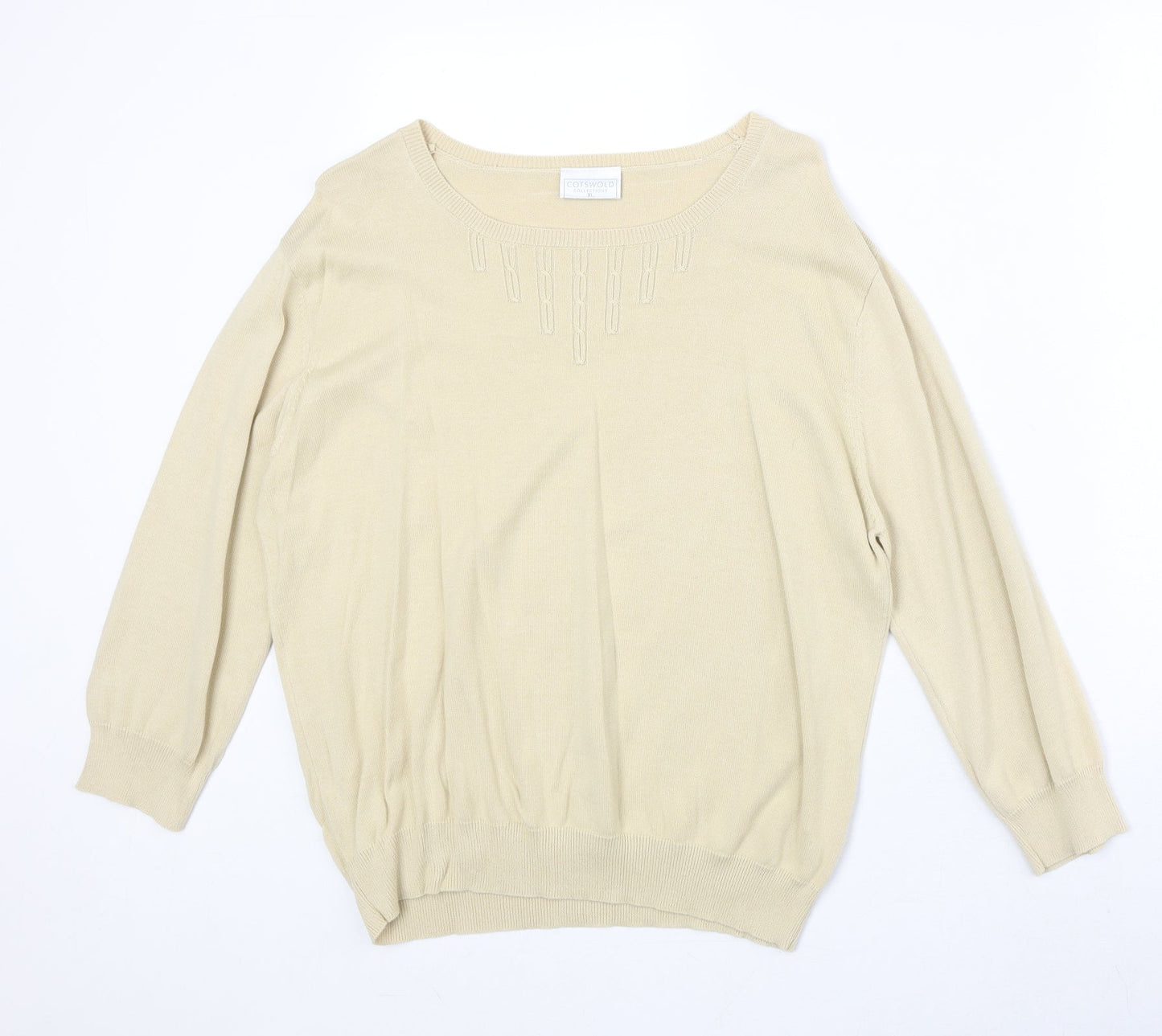 Cotsworld Womens Beige Round Neck Cotton Pullover Jumper Size XL