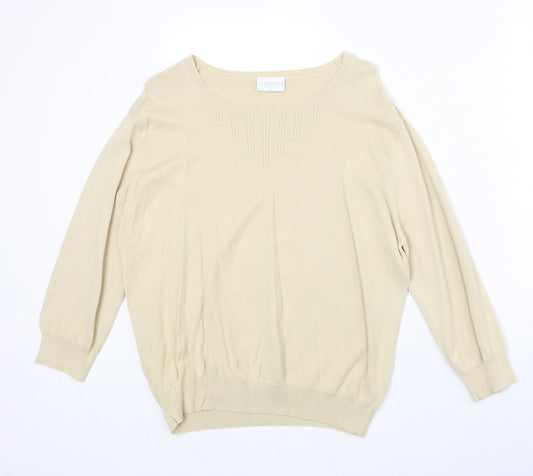 Cotsworld Womens Beige Round Neck Cotton Pullover Jumper Size XL