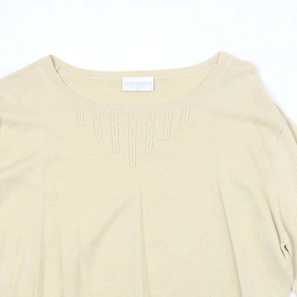 Cotsworld Womens Beige Round Neck Cotton Pullover Jumper Size XL