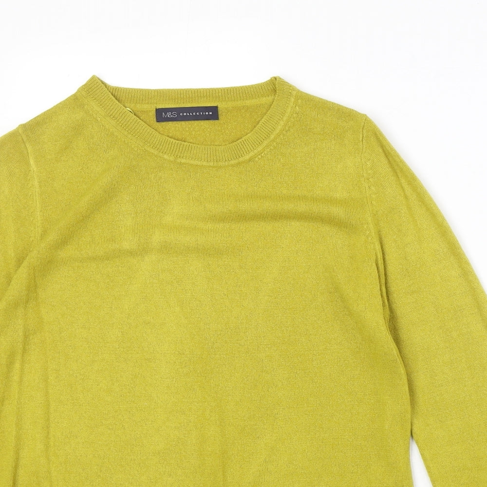 Marks and Spencer Womens Green Round Neck Acrylic Pullover Jumper Size 12