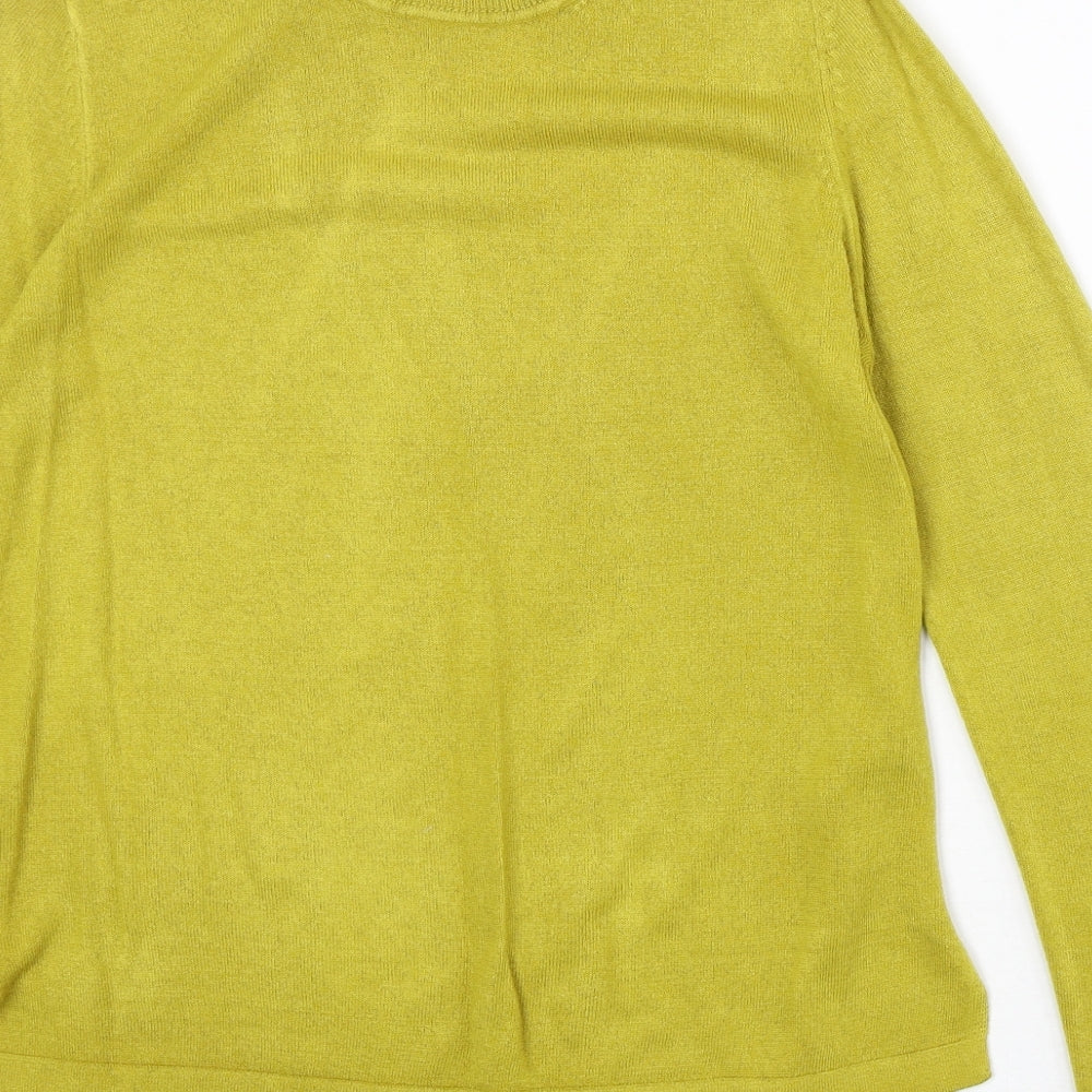 Marks and Spencer Womens Green Round Neck Acrylic Pullover Jumper Size 12
