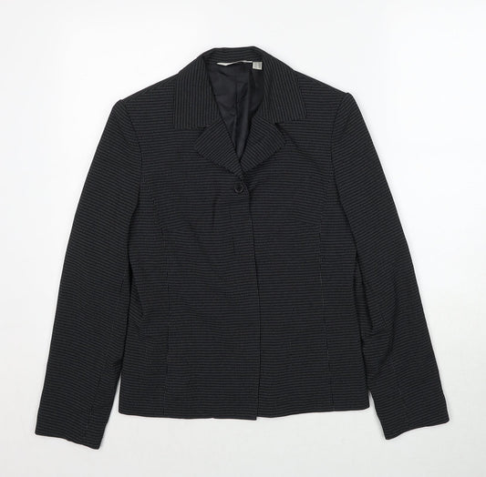 NEXT Womens Black Geometric Jacket Blazer Size 8 Button