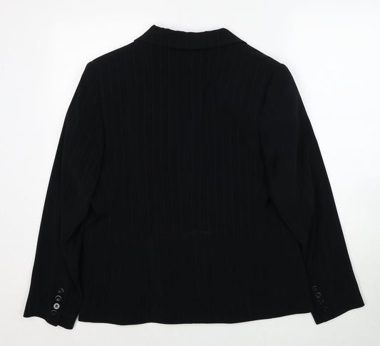 AMARANTO Womens Black Polyester Jacket Blazer Size 16