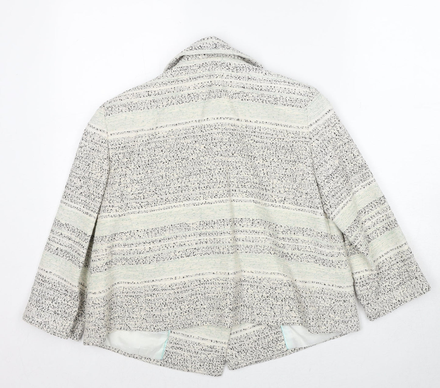 Marks and Spencer Womens Grey Striped Jacket Size 12 Button