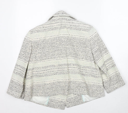 Marks and Spencer Womens Grey Striped Jacket Size 12 Button