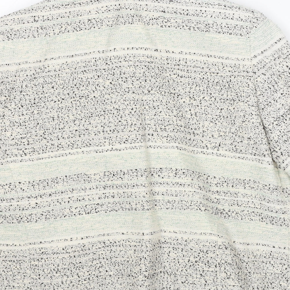 Marks and Spencer Womens Grey Striped Jacket Size 12 Button